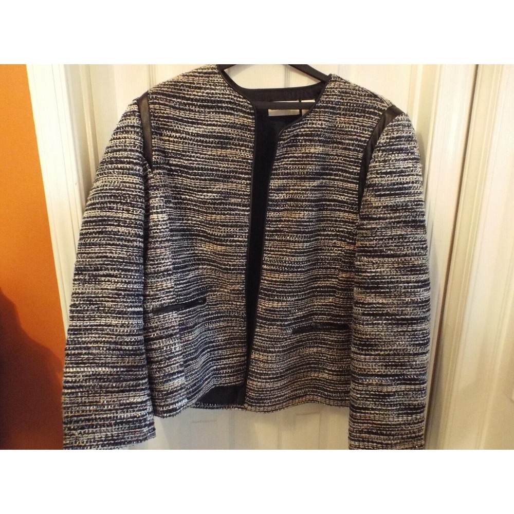 Alfred Dunner Metallic Stripe Jacket Vegan Leather Trip Size 20 New with Tag